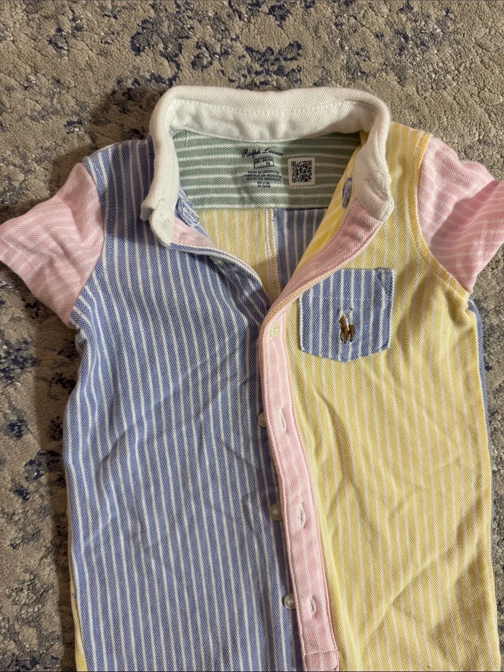 Ralph Lauren polo Baby Colorblock romper -6 months- worn once